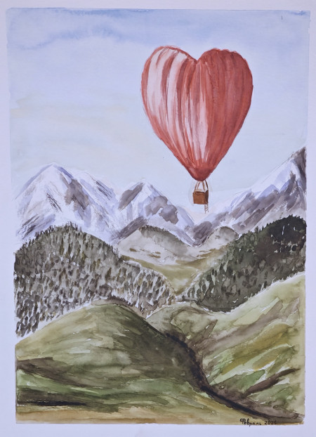 Montañas y globo