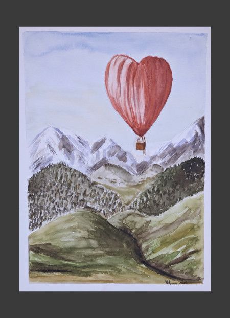 Montañas y globo