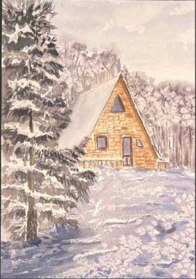 Casa en el borde en invierno