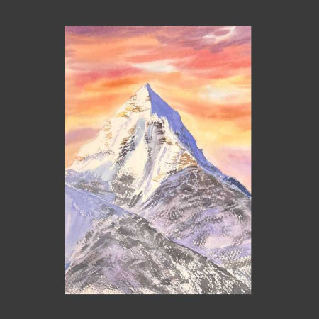 The peak of the mountain at sunset