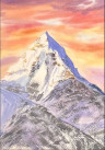 The peak of the mountain at sunset