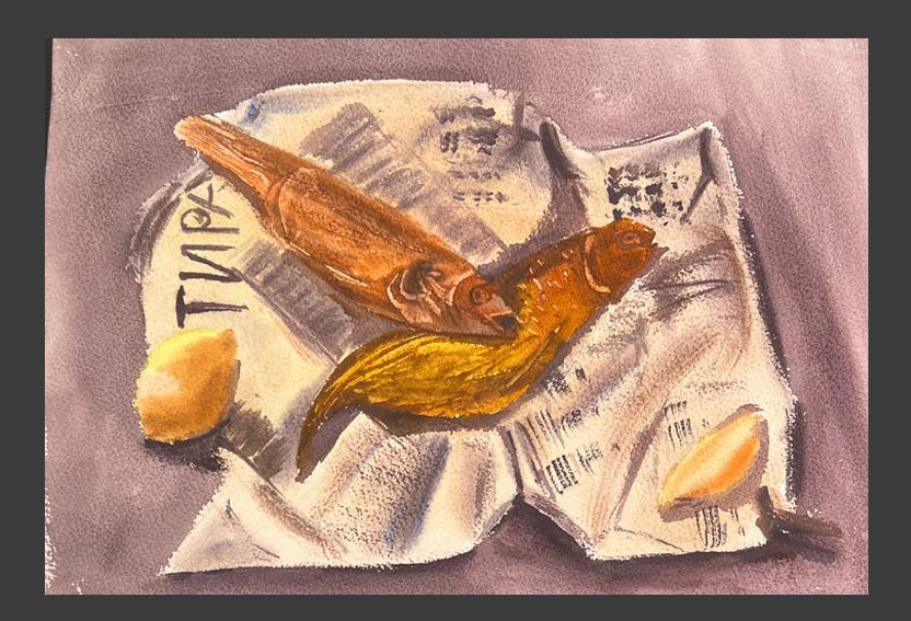 Still life fish on a newspaper