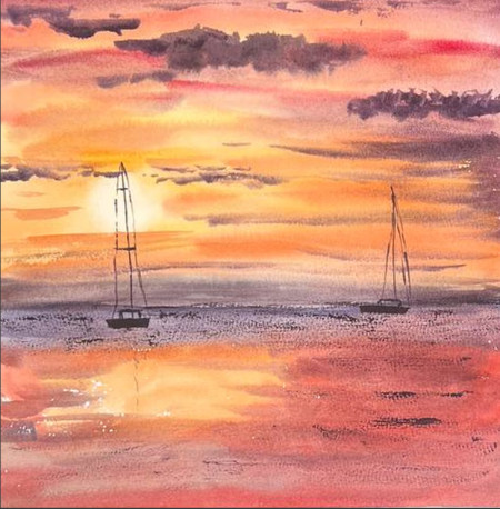 Puesta de sol del mar