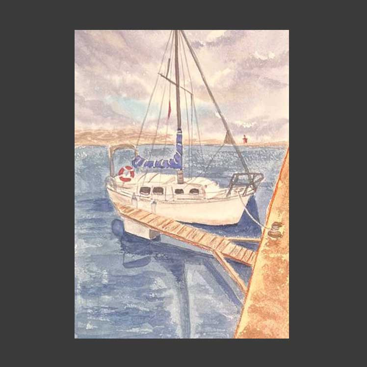 The boat is in the water