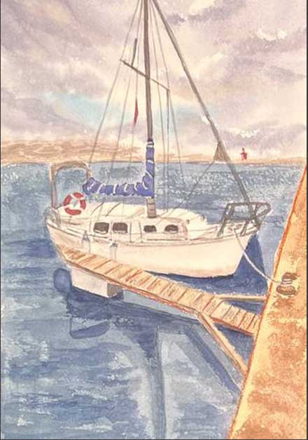 The boat is in the water