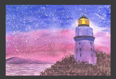 A lighthouse in the night