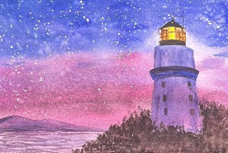 Faro en la noche