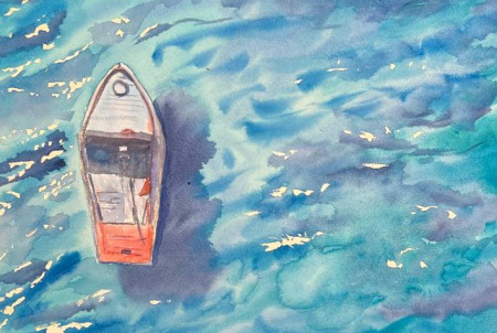 Barco solitario en el mar