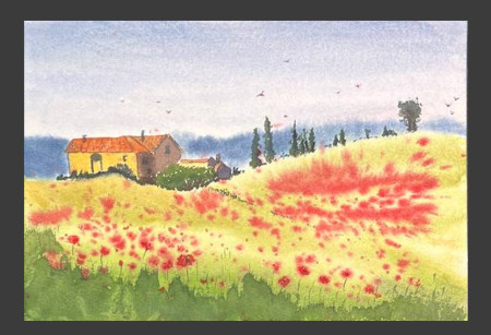 Casa entre amapolas