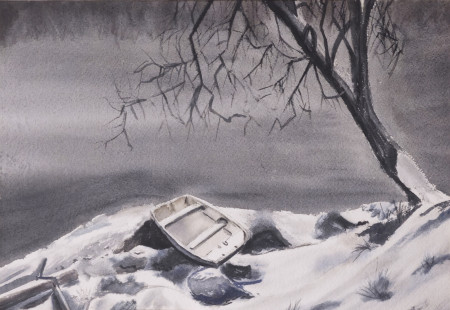 Barco en la nieve