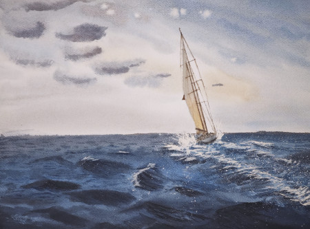 Velero en las olas