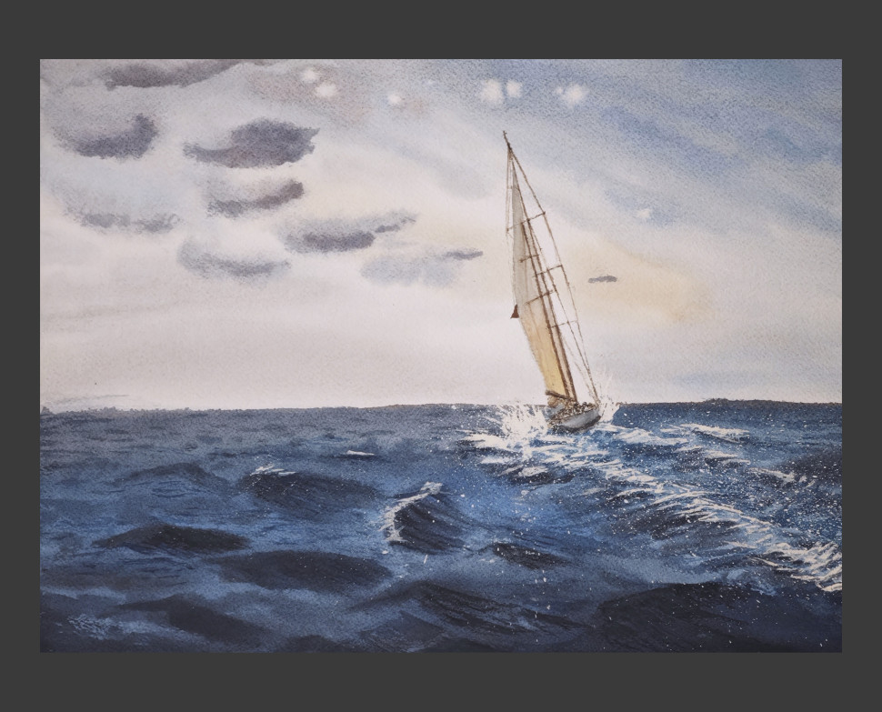 Sailboat in the waves
