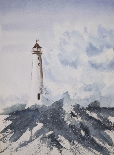Faro en las olas