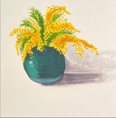Mimosa en un jarrón