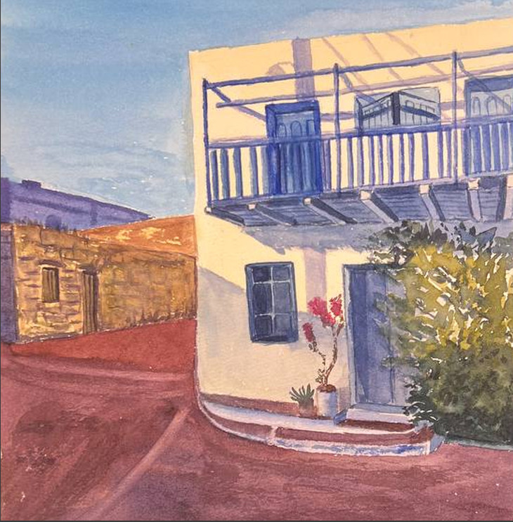 The facade of the building