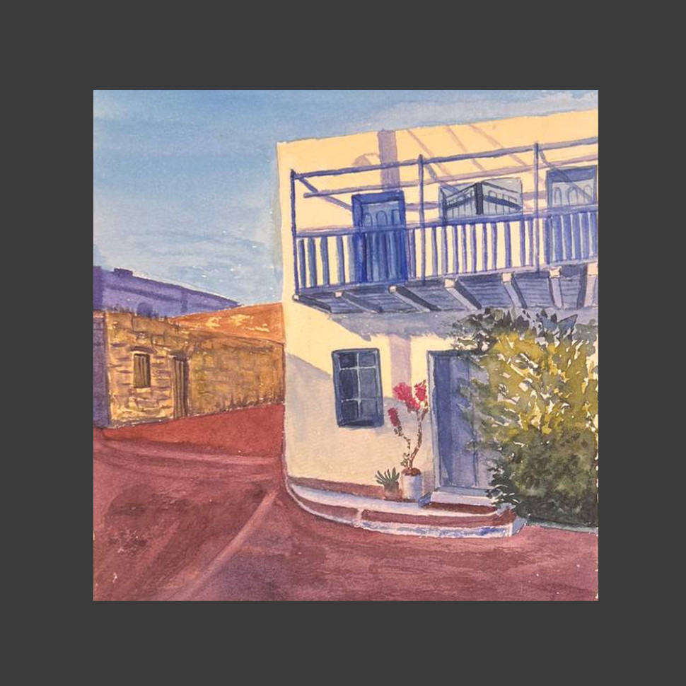 The facade of the building